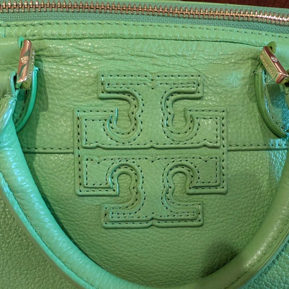 Tory Burch Green Leather Tote Bag Purse